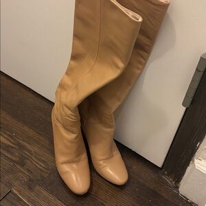 Zara leather Tan Knee-High Women's Boots